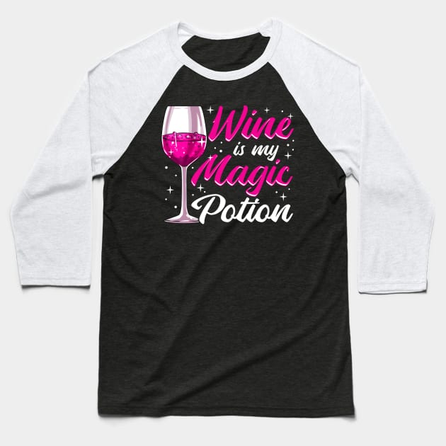 Funny Wine Is My Magic Potion Halloween Wino Pun Baseball T-Shirt by theperfectpresents